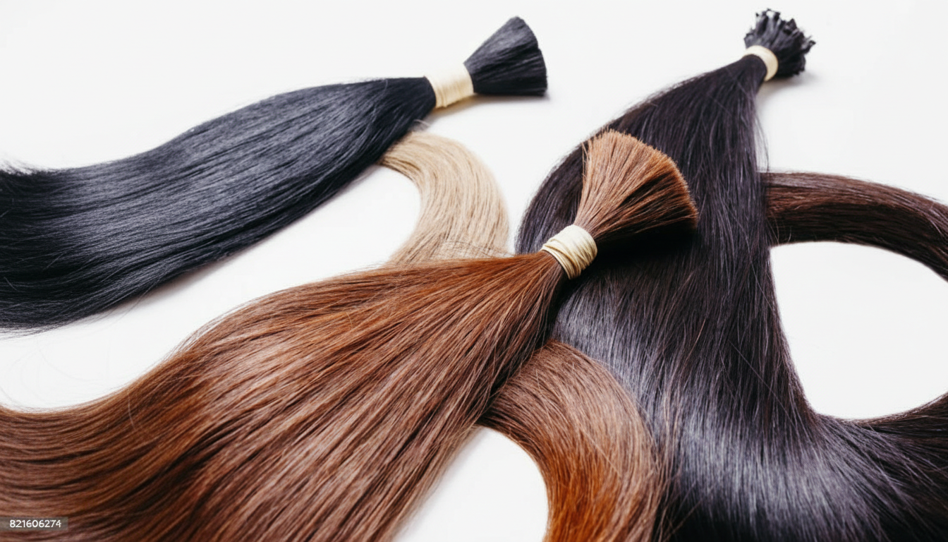 Srhairfeelers Hair extensions of three colors & Samples of long hair